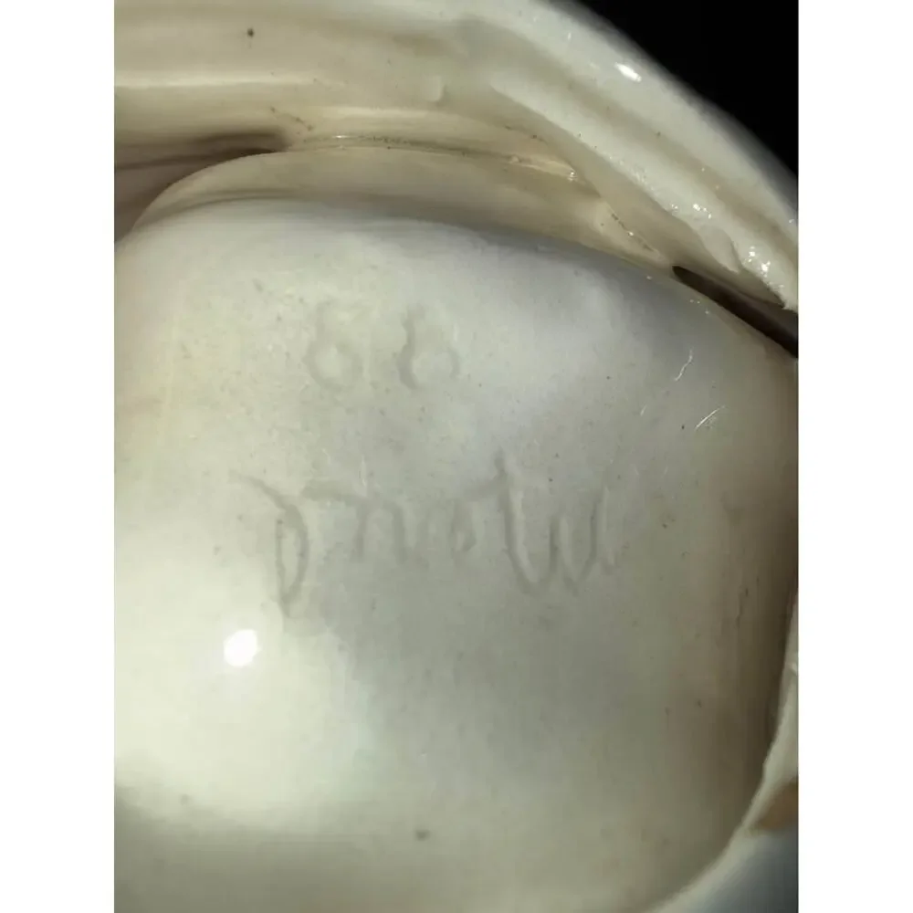 Vintage Large Deco Regency Ceramic Shell Clamshell Bowl Signed